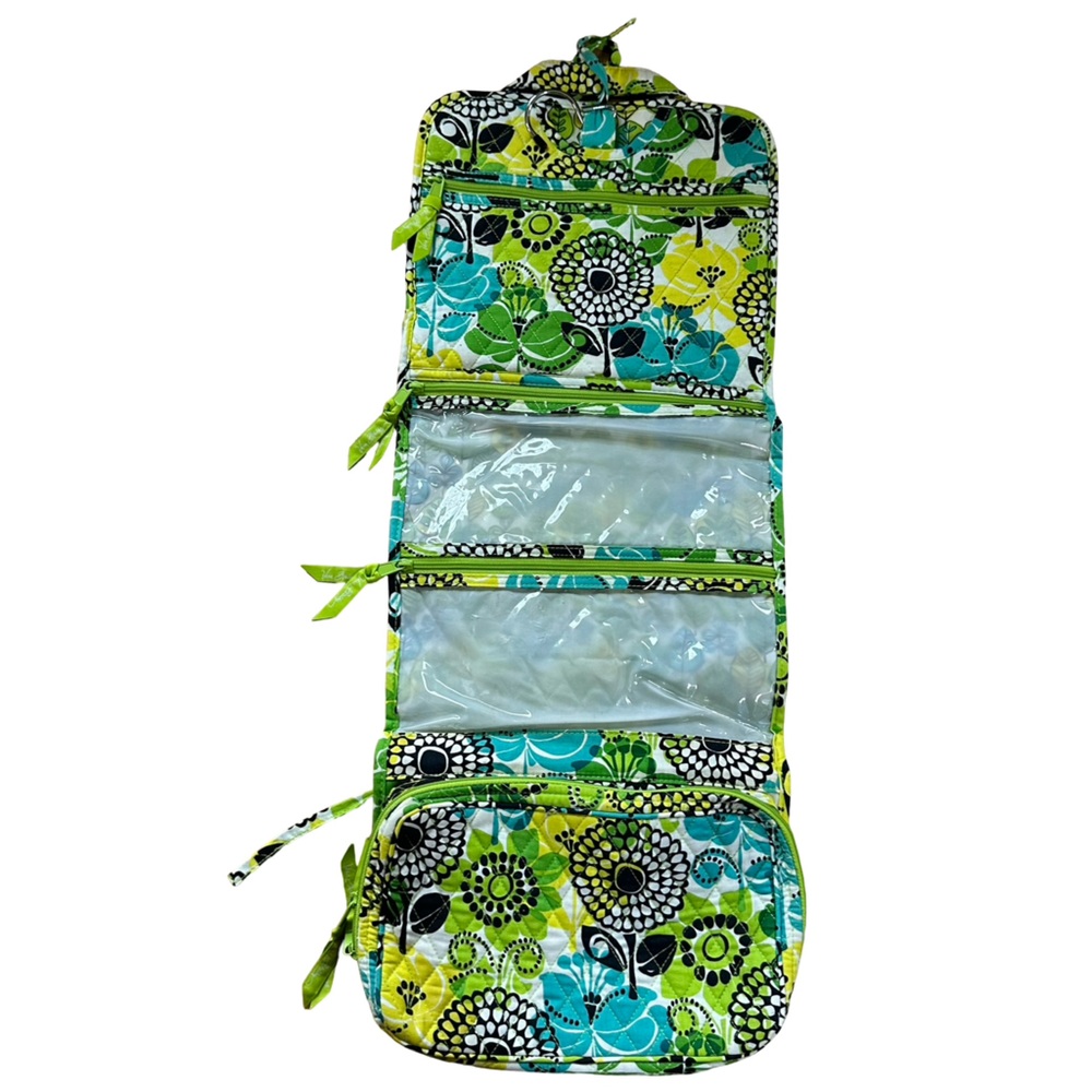 Vera Bradley Hanging Organizer Makeup Toiletry Floral Travel Bag - Lime’s Up - Picture 3 of 6